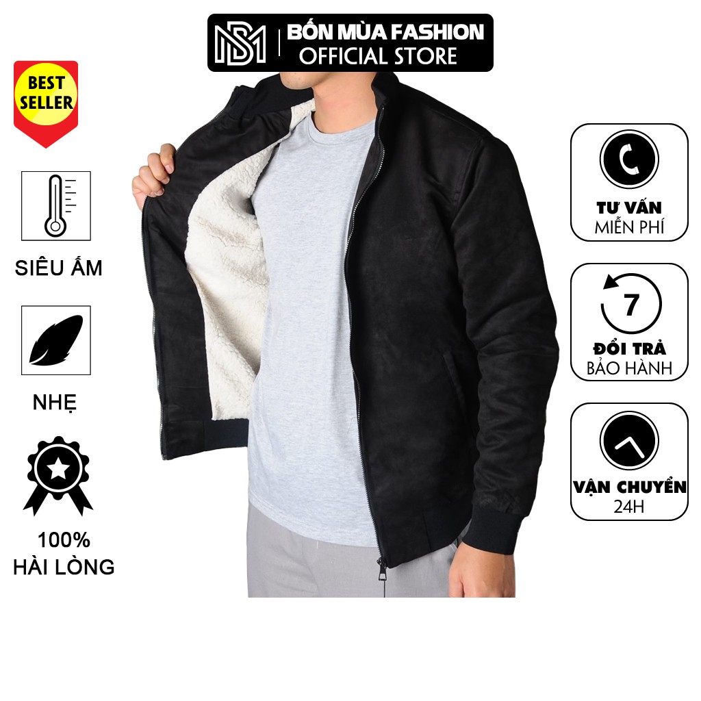 Áo khoác lót lông nam chất liệu da lộn cao cấp, mềm mại, sang trọng hàng VNXK