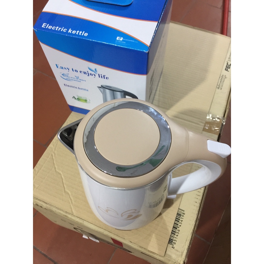 💦Ấm Siêu Tốc Mini Electric Kettle 1.8L Ấm Siêu Tốc INOX 2 Lớp, Hàng Chính Hãng. Bảo Hành 12 Tháng