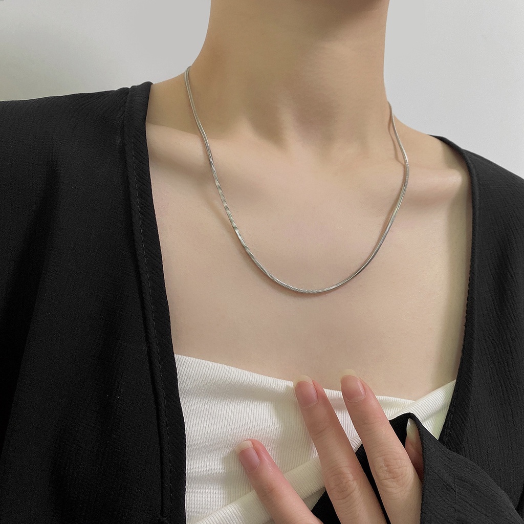 Dây chuyền trơn đơn giản vòng cổ không mặt nam nữ