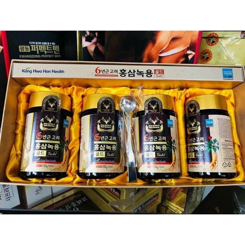 [HÀNG MỚI VỀ] Cao Hồng Sâm Nhung Hươu KANGHWA Hàn Quốc, Hộp 4 Lọ x 250gr