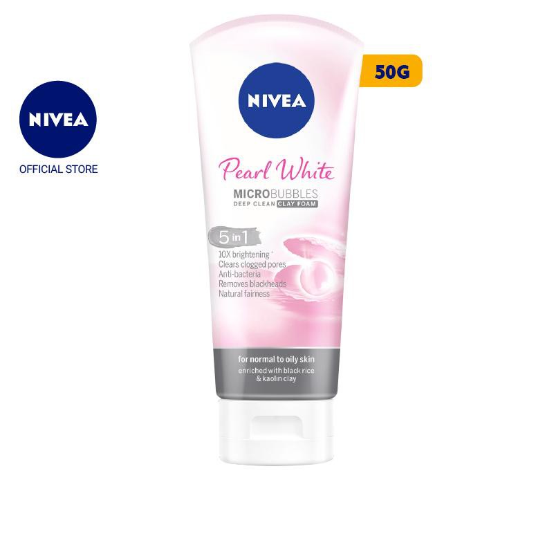 [Mã FMCGMALL -8% đơn 250K] Sữa rửa mặt NIVEA Pearl White Đất Sét giúp trắng da ngọc trai (50g) - 82339