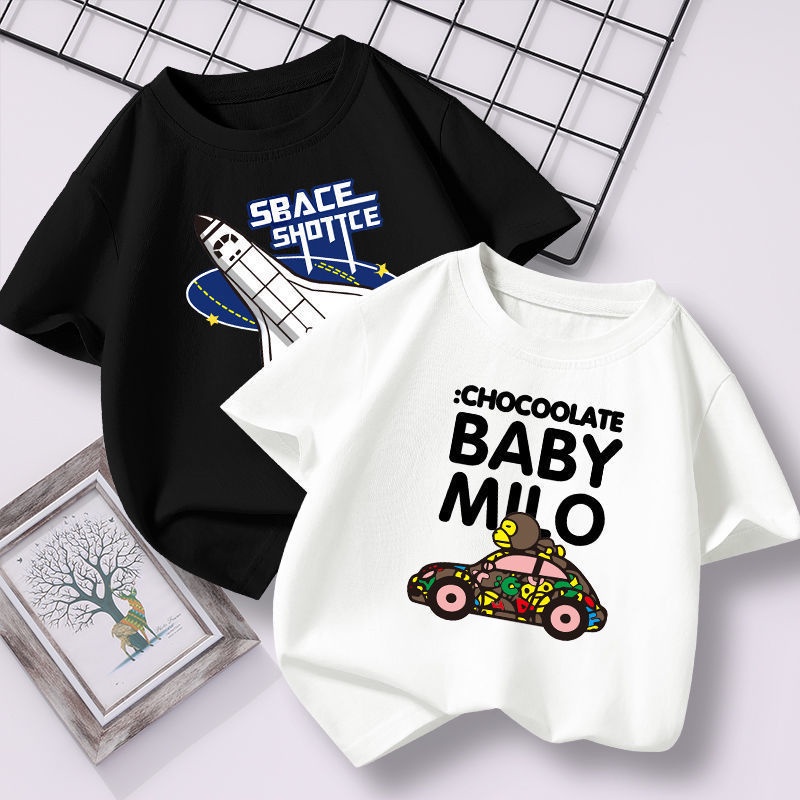 Áo Thun Cotton Tay Ngắn Mẫu Mới Thời Trang Mùa Hè Năm 2021 Cho Bé Trai Và Bé Gái