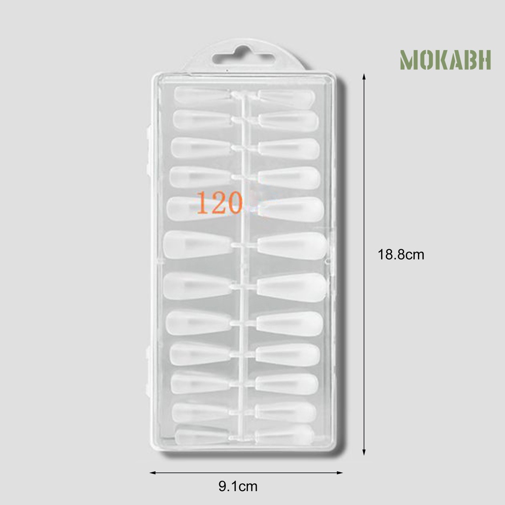 Set 120 Móng Tay Giả Nối Dài Che Nửa Độ Trong Suốt Hình Giọt Nước