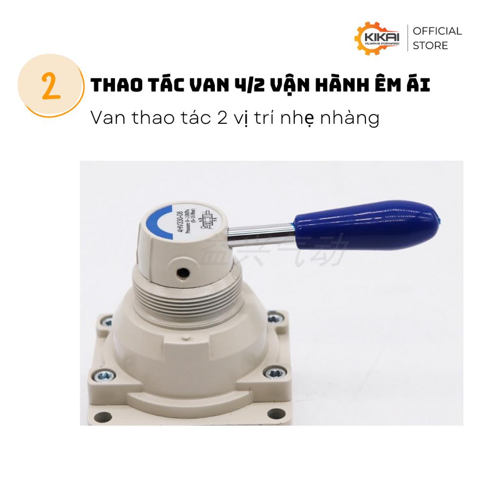 Van gạt tay khí nén 4 cổng 2 vị trí 4HV210-06/08/10/15 chất lượng tốt điểu khiển xy lanh khí nén hiệu quả