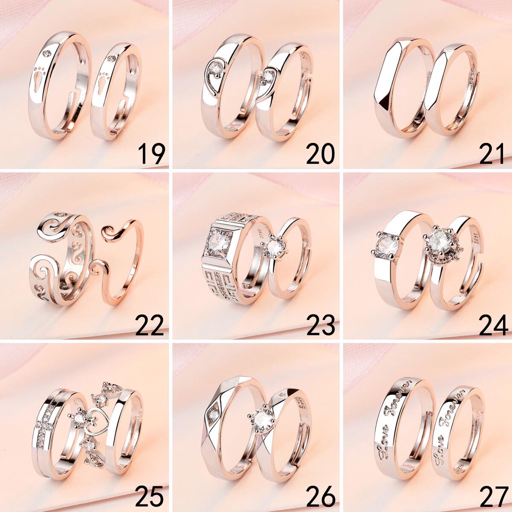 Nhẫn cặp bằng bạc 925 50 kiểu phong cách Hàn Quốc JZ003