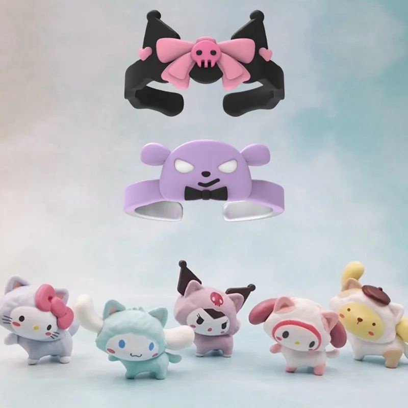 SANRIO Set 2 Nhẫn Hở Họa Tiết Kuromi Dễ Thương Cho Nữ