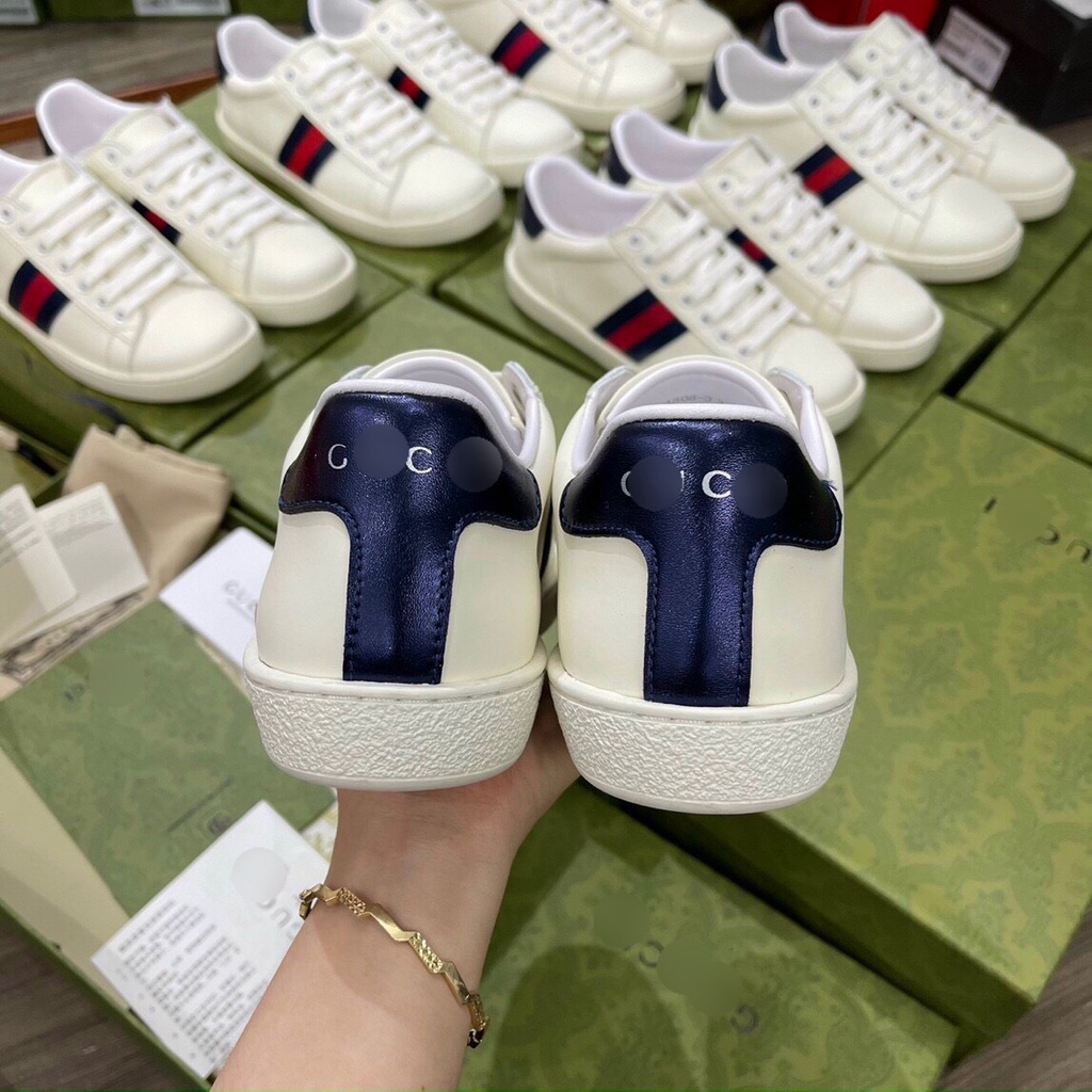 [FreeShip+ Hàng Cao Cấp] Giày Sneaker Gucc.i trắng trơb ba sọc tím đỏ, Giày Thể Thao Gucc.i Full phụ kiện