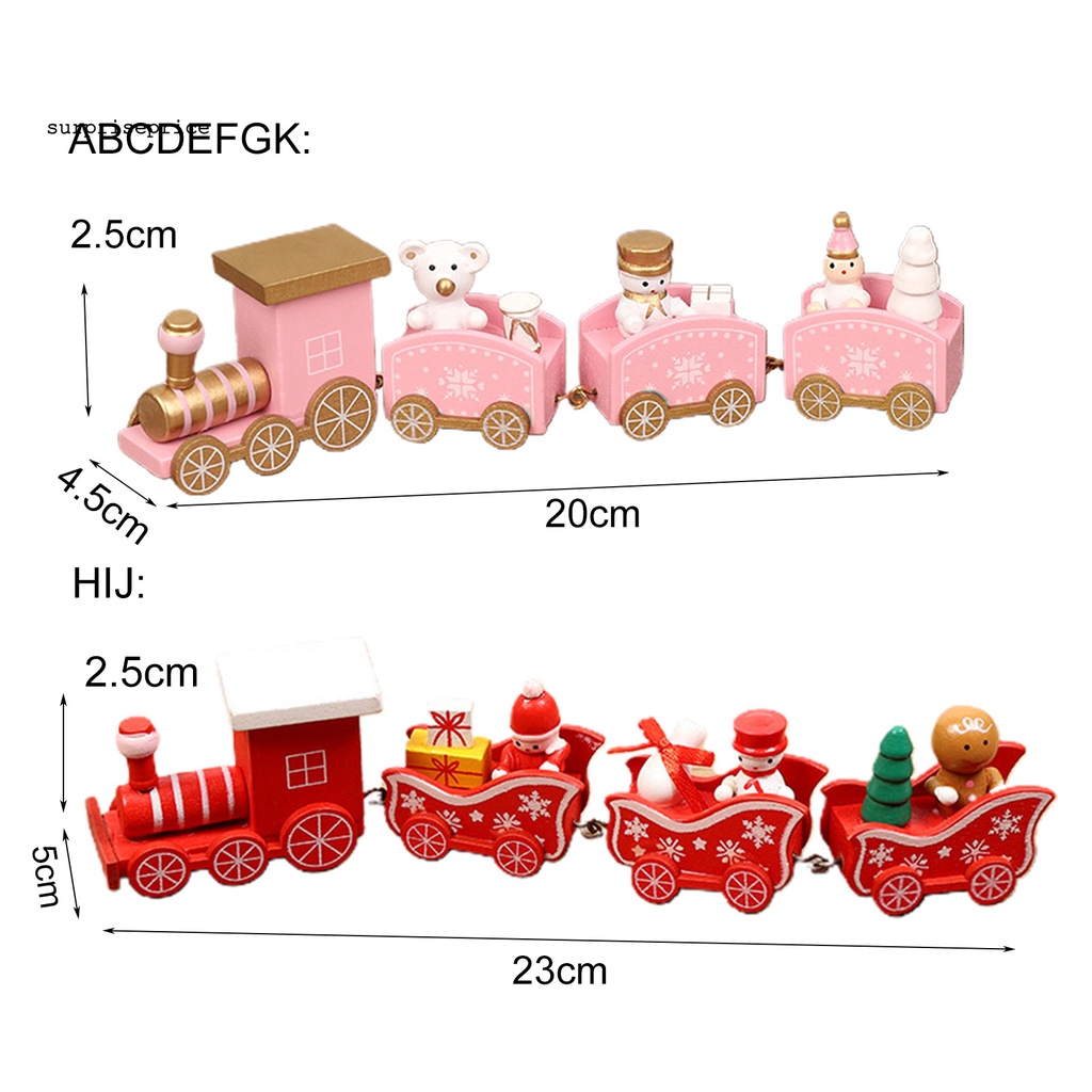 Mô hình xe lửa bằng gỗ đáng yêu trang trí phòng khách dịp giáng sinh