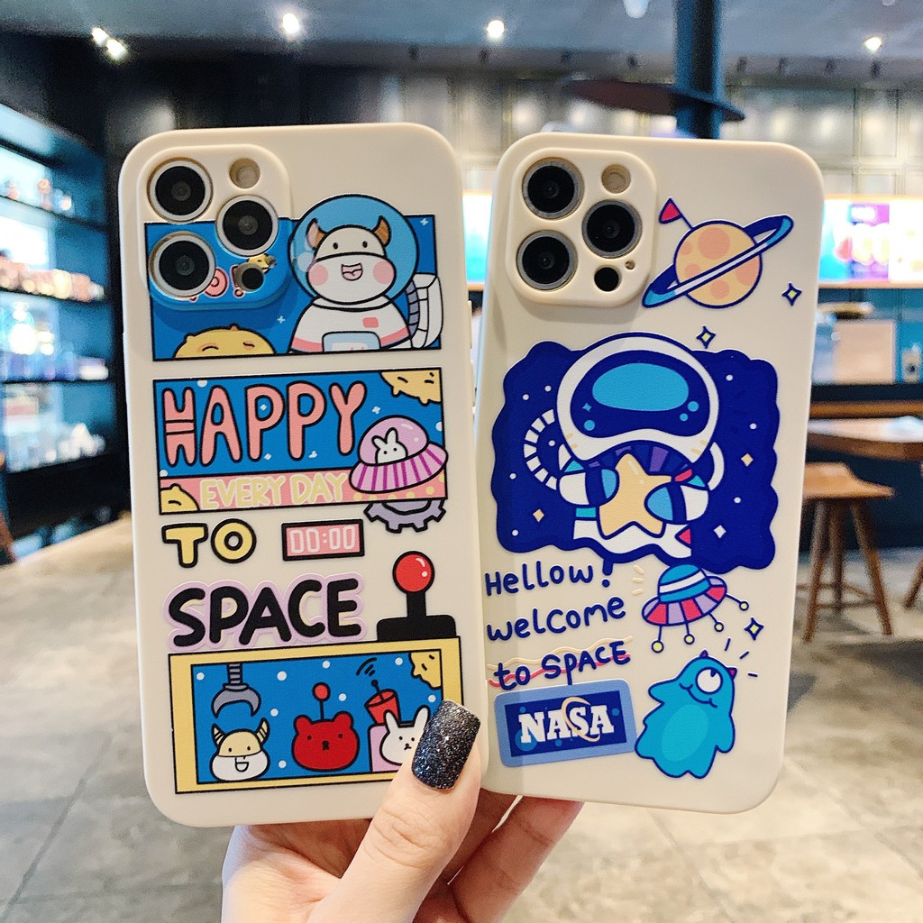 Ốp lưng iphone 11 Phi hành gia cạnh vuông bảo vệ camera ip 6s/6splus/7/7plus/8/8plus/x /xs 12/pro/max/plus/12promax e84