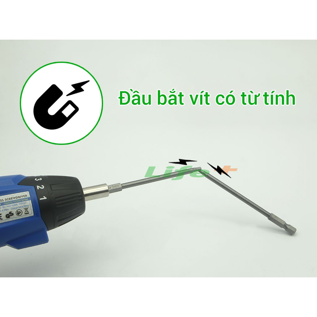 Đầu bắt vít lục giác đực chuôi lục thép S2