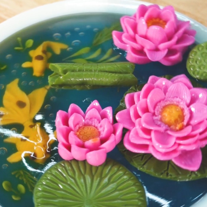 Khuôn thạch nhựa cá chép hoa sen