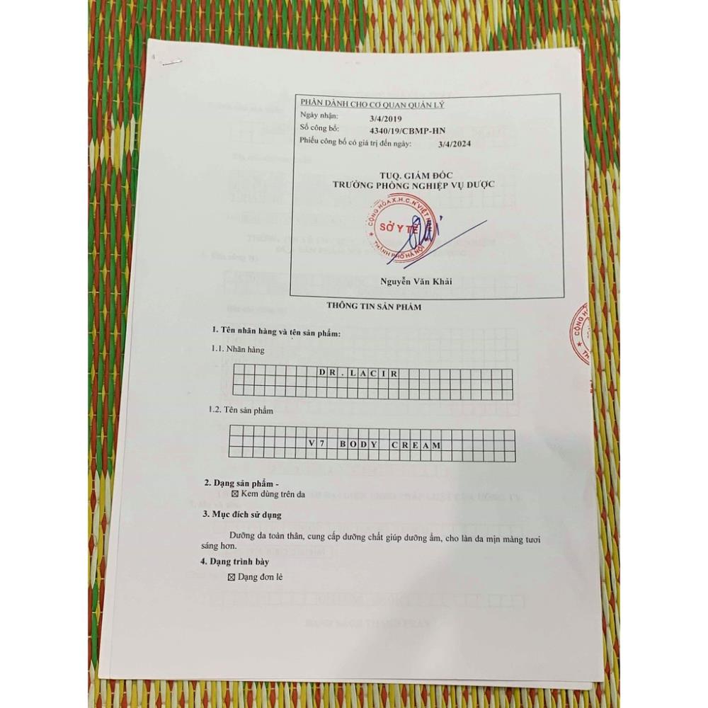 [tặng 1 nạ thủy tinh] Kem Dưỡng Body Ban Ngày V7 Dr.Lacir - V7 BODY DAY CREAM