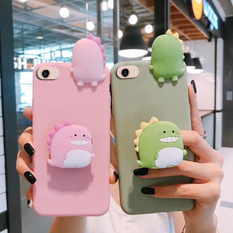 Ốp điện thoại mềm chân đế khủng long dễ thương OPPO A15 A73 2020 Reno 5 2F 3 C2 A71 K A37 A934 A91