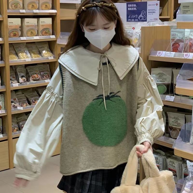 Cổ Phiếu Sẵn Sàng❤Ah F &amp; X Áo Sweater Dệt Kim Không Tay Dáng Rộng In Hoa Hồng Phong Cách Pháp Mùa Hè 2022 Cho Nữ