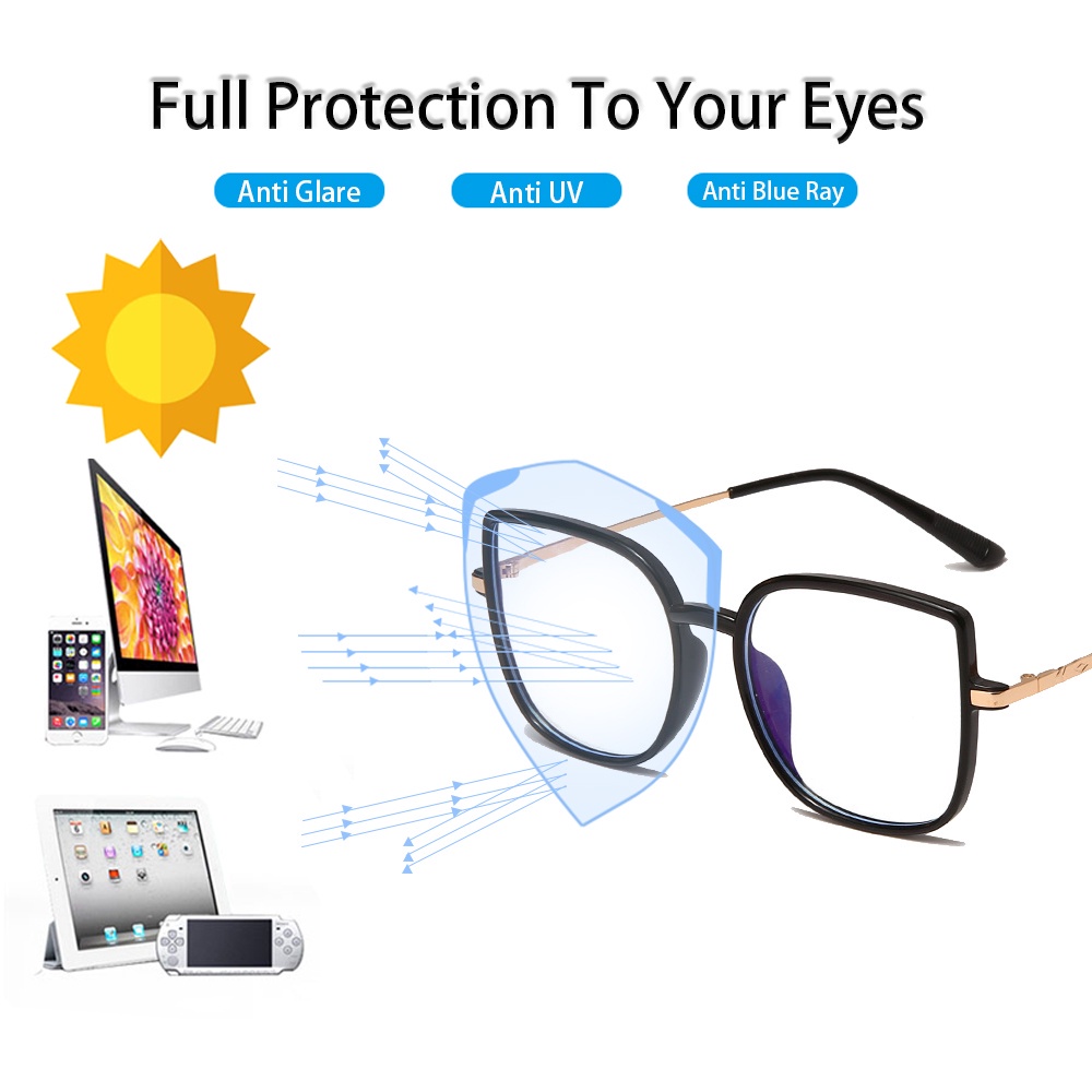 Kính VIENDO gọng mắt mèo tròng chống ánh sáng xanh tia UV phối màu thời trang