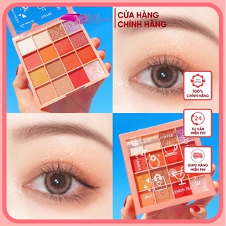 (Bán Buôn – Sỉ) Bảng Phấn Mắt Lameila Tutu 16 ô màu Eye Shadow Coffee x Lemon Tea Có Nhũ NO3043