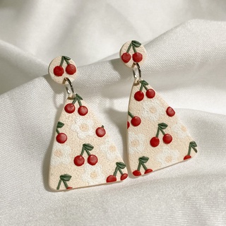 Khuyên tai đất sét nung Polymer Clay (Cherry Lady)