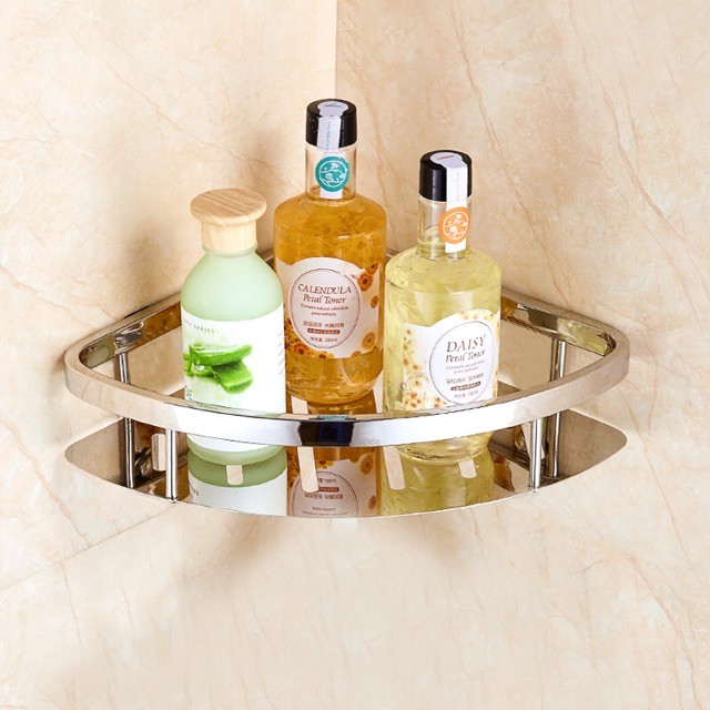 Kệ Góc  Inox 304 Tam Giác, Để Đồ Phòng Tắm, Phòng Bếp (kèm miếng dán hoặc keo dán không phải khoan tường)