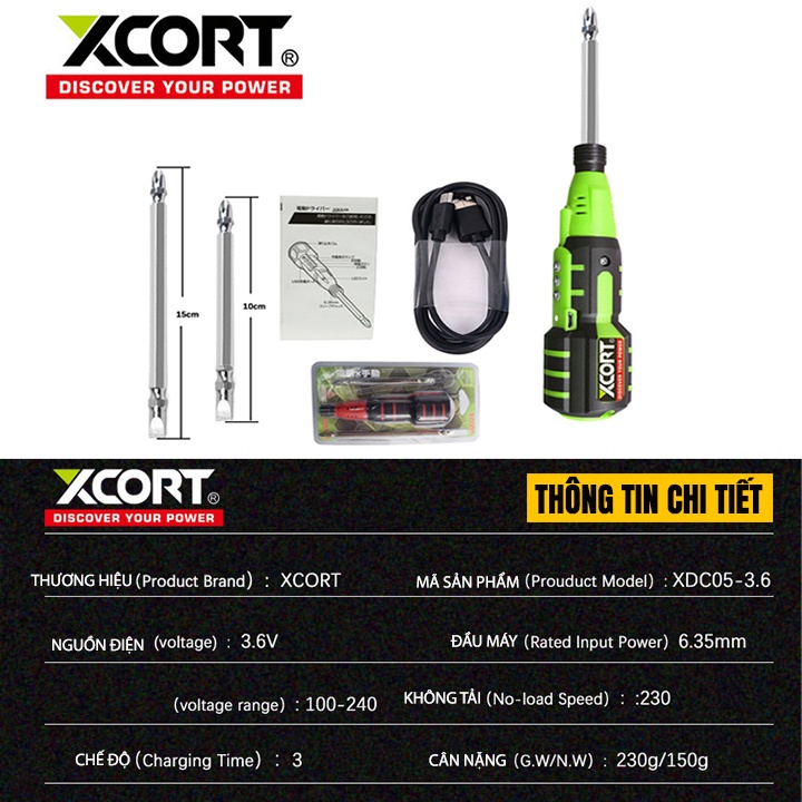 Tovit điện dùng pin cầm tay 3.6V XCORT Model XDC05-36 Kèm Phụ Kiện