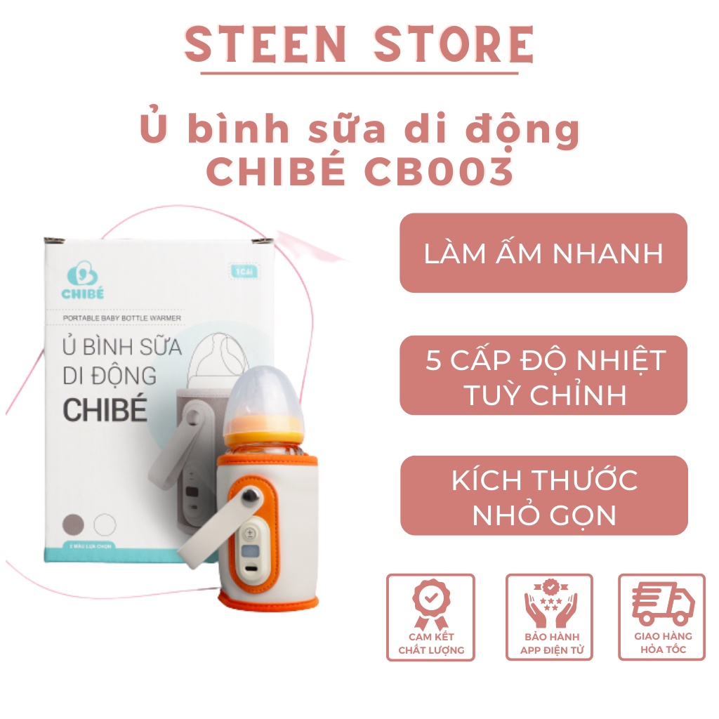 Bình ủ sữa di động CHIBÉ CB003, CB016, bình sữa giữ nhiệt điều chỉnh 5 cấp độ nhiệt: 38, 40, 42, 45, 50 độ C