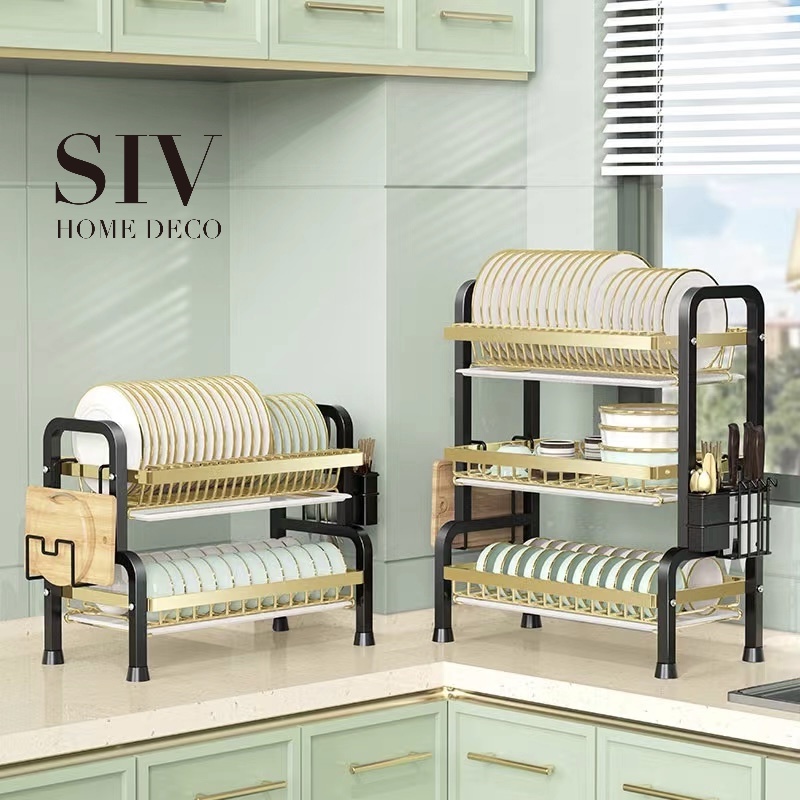 SIV 2/3 Tầng Kệ Để Chén Đĩa 304 Kệ để bát đĩa ,Giá Bát Nhỏ Có Khay Hứng Nước