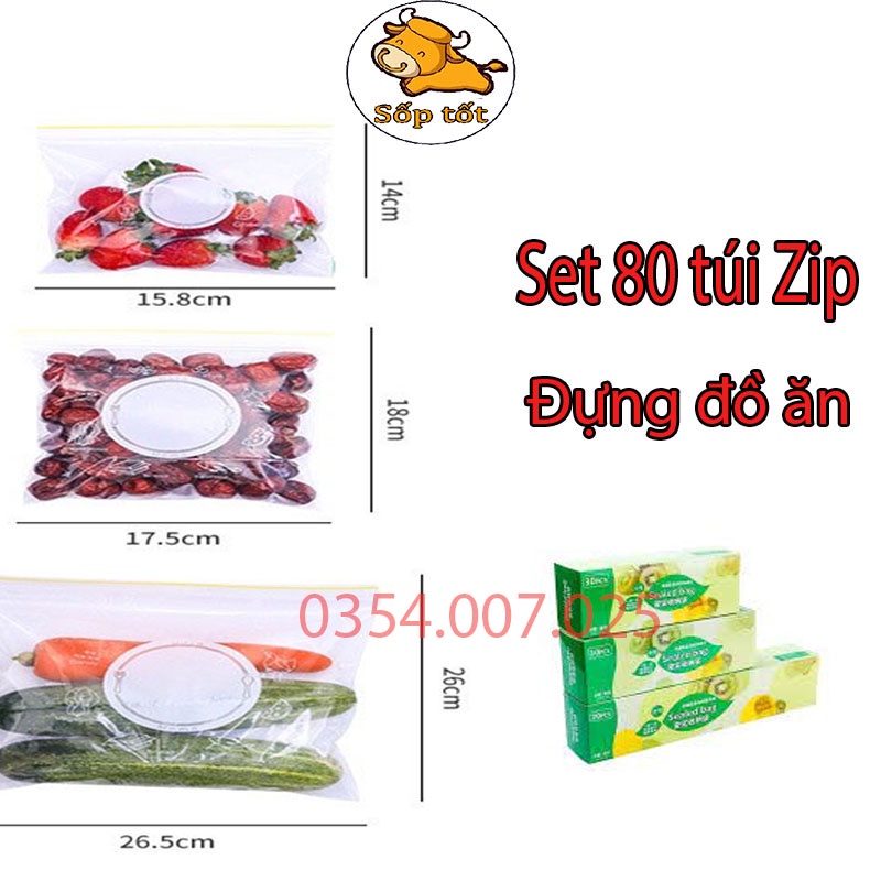 Túi zip đựng thực phẩm bọc bảo quản đồ ăn, hoa quả bỏ tủ lạnh combo 3 loại kích thước to nhỏ sk318