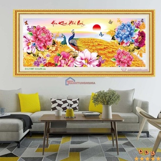 Tranh đính đá công hoa khai phú quý LV087 (1m11 x 50cm)