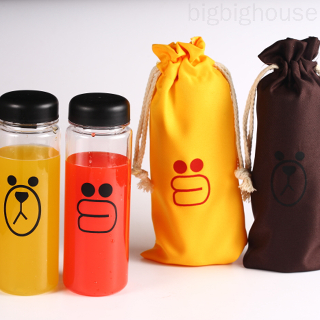Chai nhựa đựng nước/sữa/nước trái cây tiện dụng in họa tiết biểu cảm hoạt hình gấu/gà dễ thương