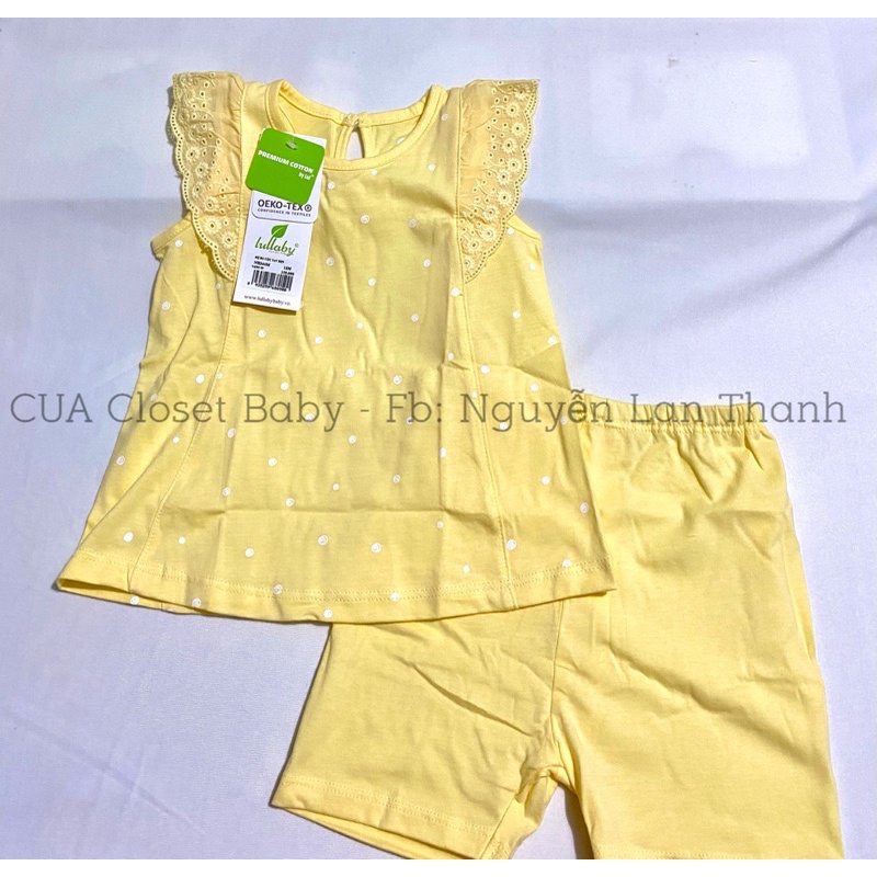 Bộ cộc tay ren lullaby vải cotton siêu xinh cho bé gái