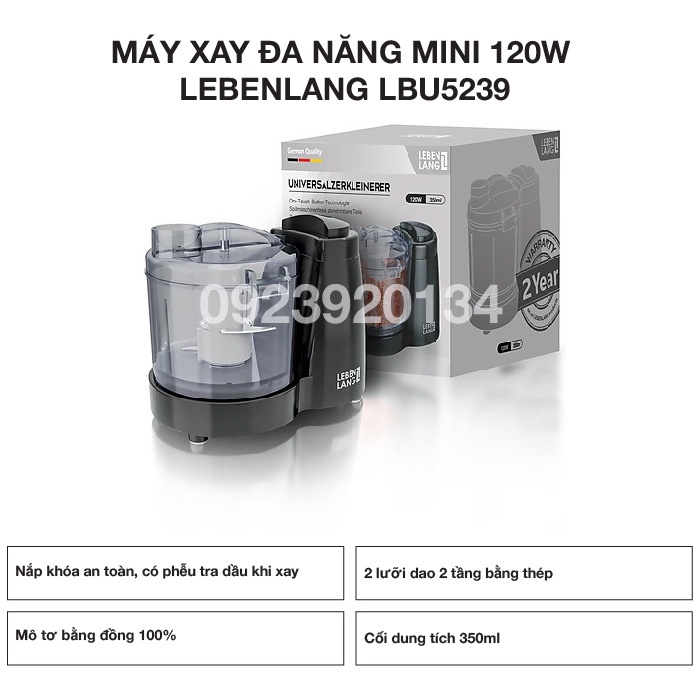 [Mã 155ELSALE giảm 7% đơn 300K] Máy xay đa năng mini 120W Lebenlang LBU5239