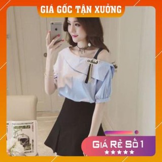 Áo sơ mi trễ vai ngắn tay/áo kiểu nữ/ áo kiểu/ áo sơ mi nữ kiểu cách/ áo sơ mi kiểu