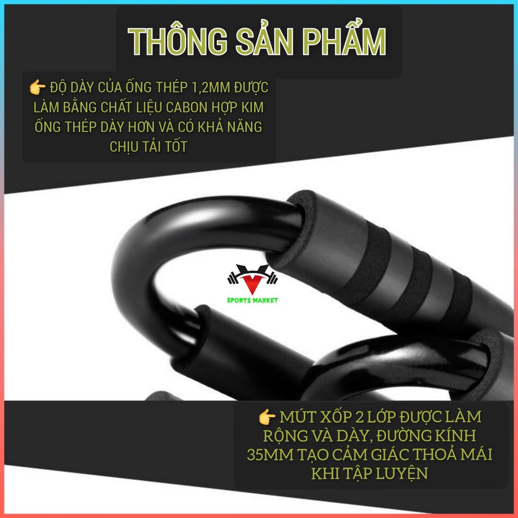 Dụng Cụ Tập Hít Đất Cao Cấp, Dụng Cụ Chống Đẩy Đa Năng [Chất Liệu Thép Cabon]