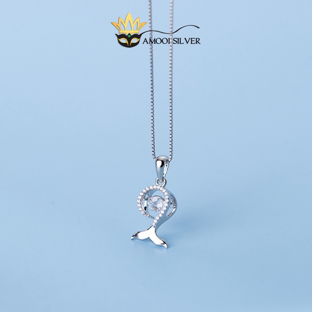 Dây chuyền bạc S925 con cá viên đá rung - Amooi Silver AD167