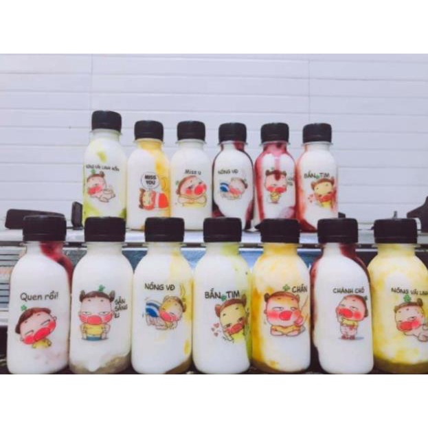 [Kho sỉ]  50 chai nhựa 100ml nắp đen kèm tem thank you ❤
