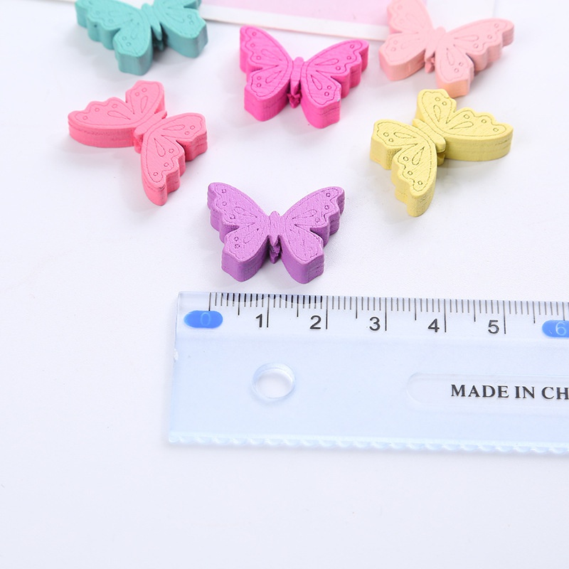 Bộ 50 Hạt Gỗ Hình Bướm 25mm Nhiều Màu Sắc Làm Trang Sức DIY