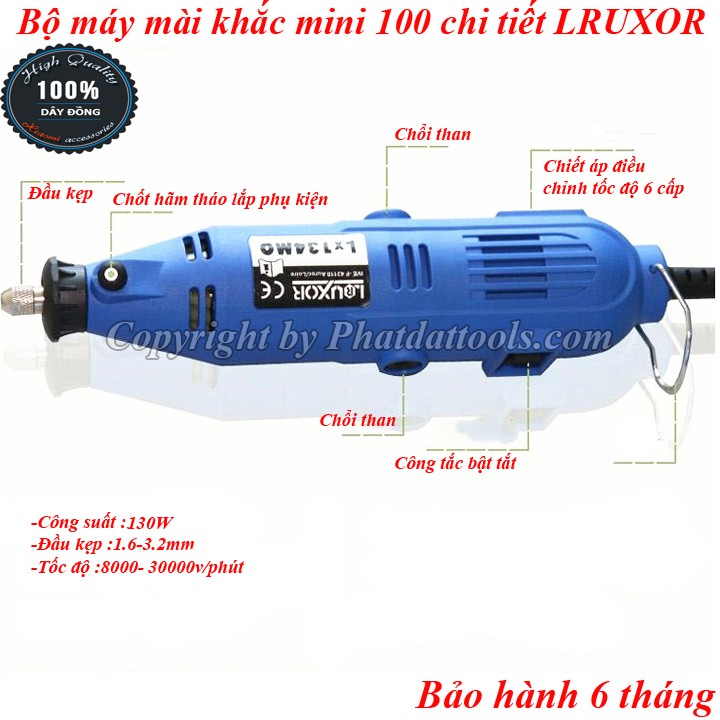 Bộ máy mài khắc mini đa năng LRUXOR 100 chi tiết cao cấp-Hàng chính hãng-Bảo hành 6 tháng