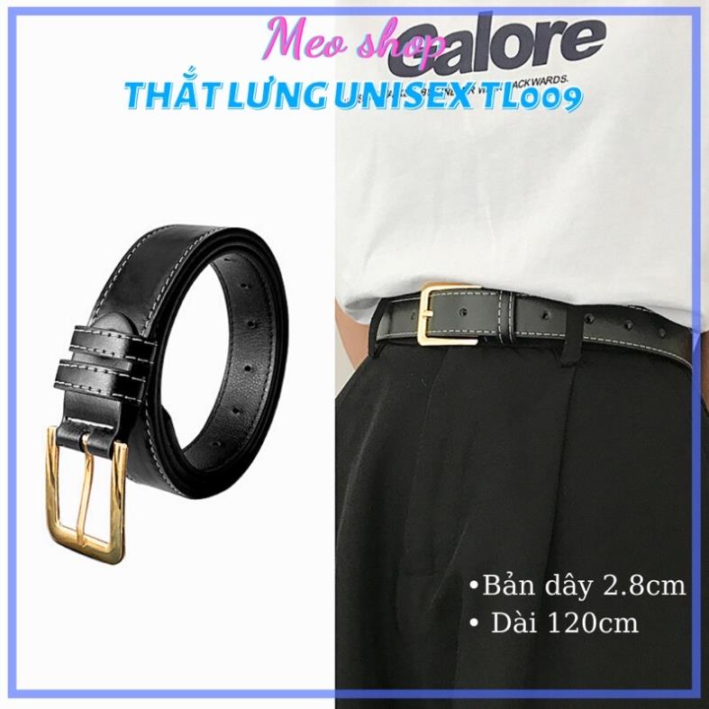 THẮT LƯNG NAM NỮ DA ĐẸP UNISEX Cài Vuông chữ nhật TL009- Dây nịt da đẹp Nam Nữ Vuông đục lỗ 03 Meo shop Xịn