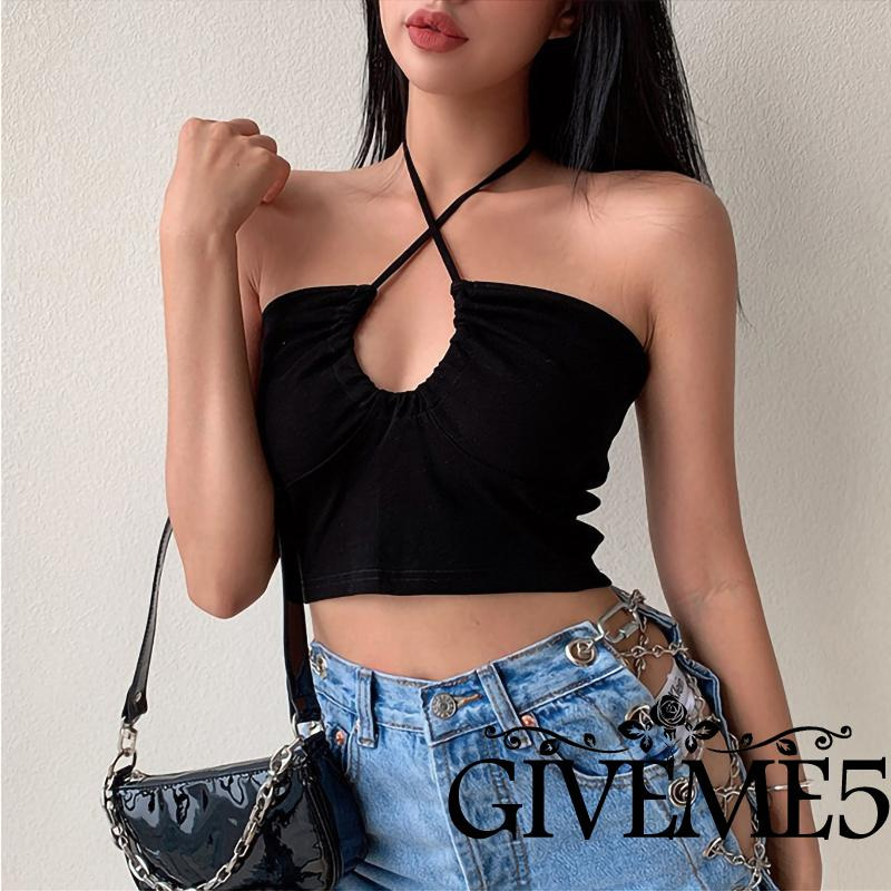 Áo Croptop Sát Nách Màu Sắc Đơn Giản Quyến Rũ Cho Nữ