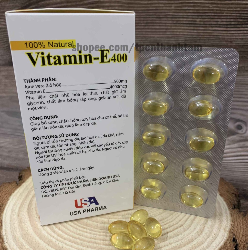 Viên uống VITAMINE 400 bổ sung vitamin E giúp làm đẹp da, trắng da, hồi phục da nhăn nheo- Hộp 100 viên