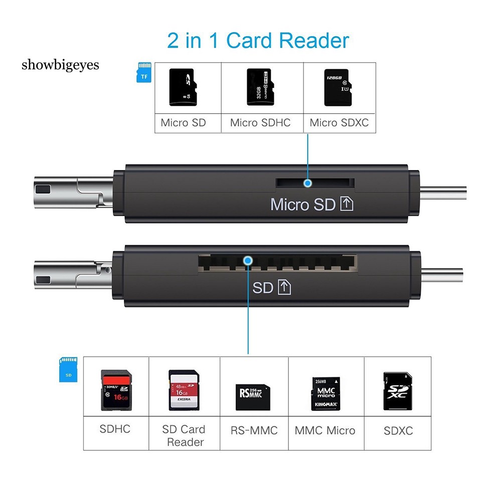 Đầu đọc thẻ USB 3.0 Micro-USB Type-C TF SD OTG 3 trong 1 đa chức năng