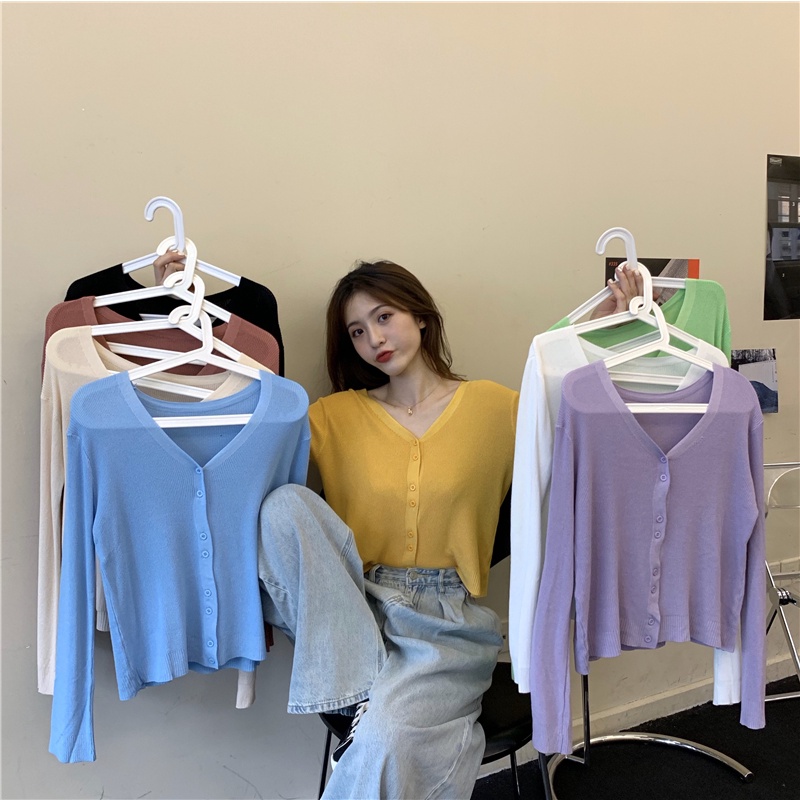 Áo nữ ZHELIHANGFEI dệt kim mỏng tay dài thời trang xuân thu 2022