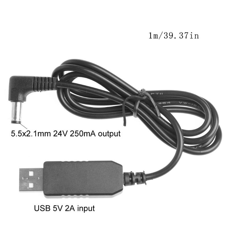 Dây Cáp Tăng Áp 90 Độ Usb 5v Sang 24v 250ma 5.5x2.1mm