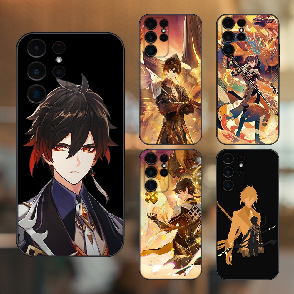 Ốp lưng Samsung S21 Ultra, S22 Ultra viền đen in hình Zhongli Genshin Impact