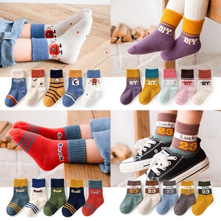 (Five pairs)Tất Trẻ Em Mùa Xuân Và Mùa Thu Mỏng Phần Sàn Hoạt Hình Vớ Trẻ Em Trẻ Em Vớ Ống Vớ Quầy Hàng Bán Buôn Tất Trẻ Em Mùa Thu Và Mùa Đông