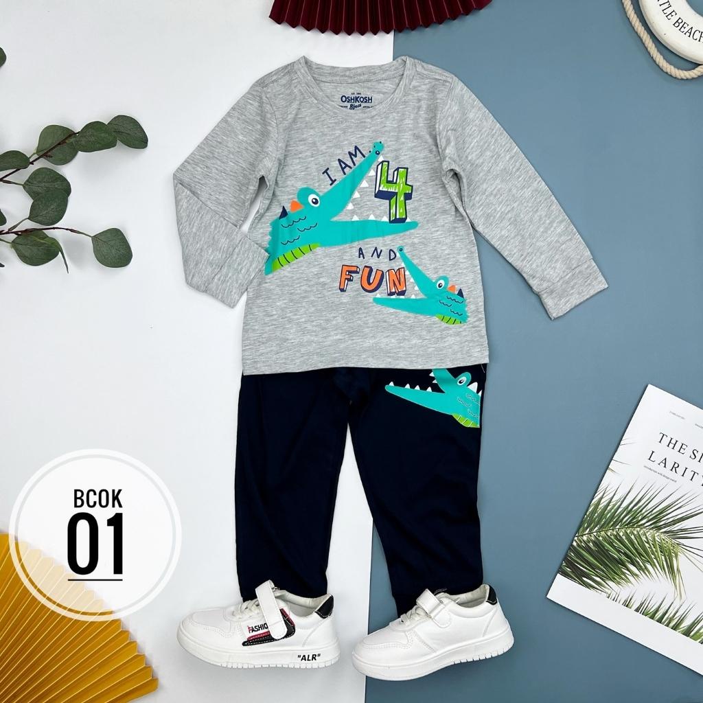 Bộ thu đông bé trai, đồ bộ cho bé trai, chất cotton mềm mát, nhiều màu, size 2-7 - SUNKIDS