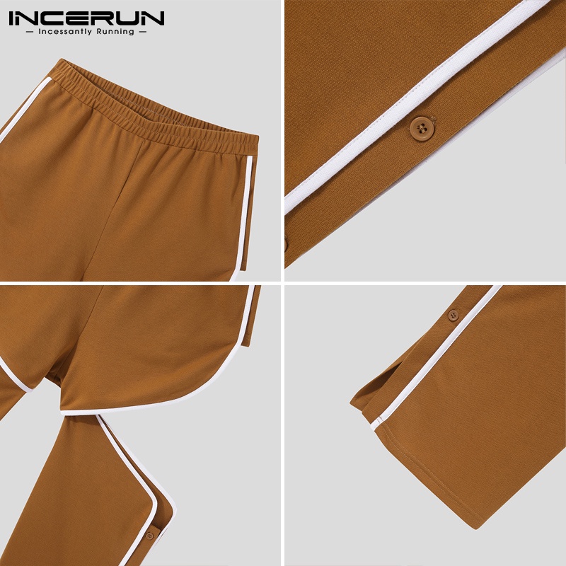 Quần INCERUN dài eo thun thiết kế hở đùi thời trang cá tính cho nam
