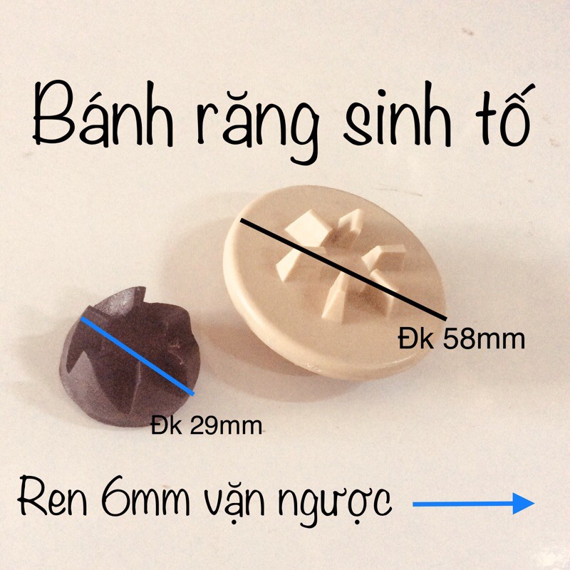 NHÔNG SINH TỐ 6mm RĂNG NGƯỢC - LOẠI BÁNH NHỰA 58mm BÁNH CAO SU 29mm