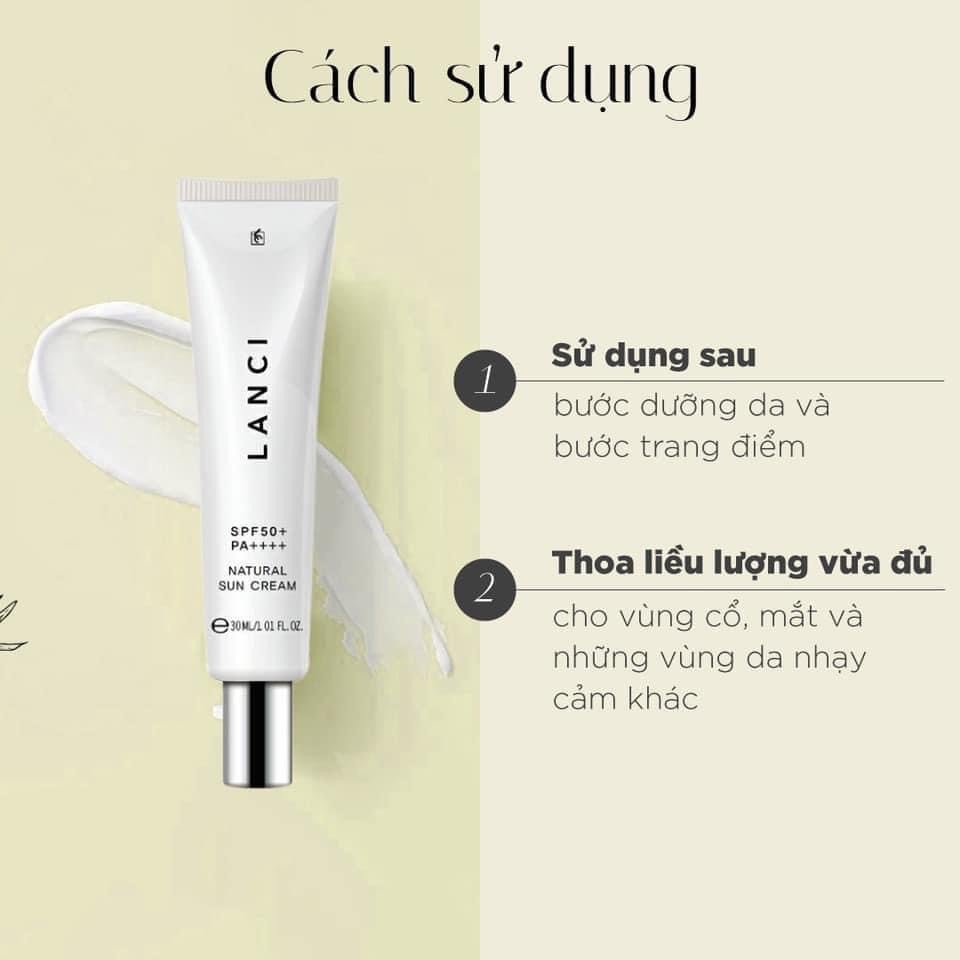 Kem Chống Nắng Hàn Quốc Lanci Chính Hãng Dưỡng Ẩm Kiềm Dầu Dưỡng Da Trắng Sáng Natural SunCream 50ml SPF50 PA++++