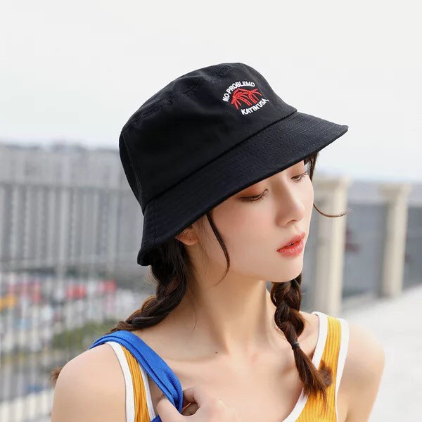 Nón bucket cây dừa - Mũ bucket unisex thêu chữ size M (57-59cm)