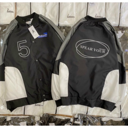Áo khoác gió nữ Jacket phối màu in logo số 5, Áo khoác dù 2 lớp bomber cá tính Unisex SENAVA AK50